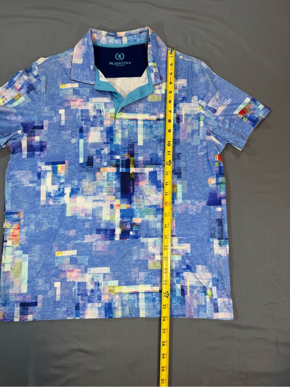 Bugatchi Multicolor Pixel-Print Polo in Blue - Picture 6 of 6